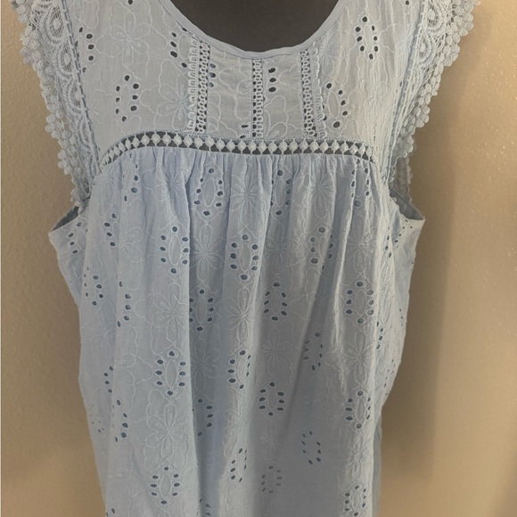 Knox Rose Tops - Light Blue Eyelet Lace Women's Top